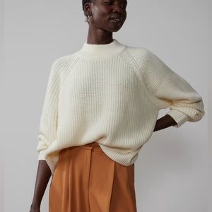 NY&Co mock t-neck sweater. 100% cotton. Winter white. No stains/snags Sz Lg.